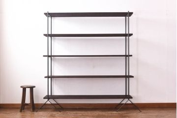 ラフジュ工房オリジナル ディスプレイに活躍する薄型アイアンラック【中】(陳列棚、飾り棚)(1)