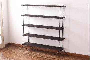 ラフジュ工房オリジナル ディスプレイに活躍する薄型アイアンラック【中】(陳列棚、飾り棚)(1)