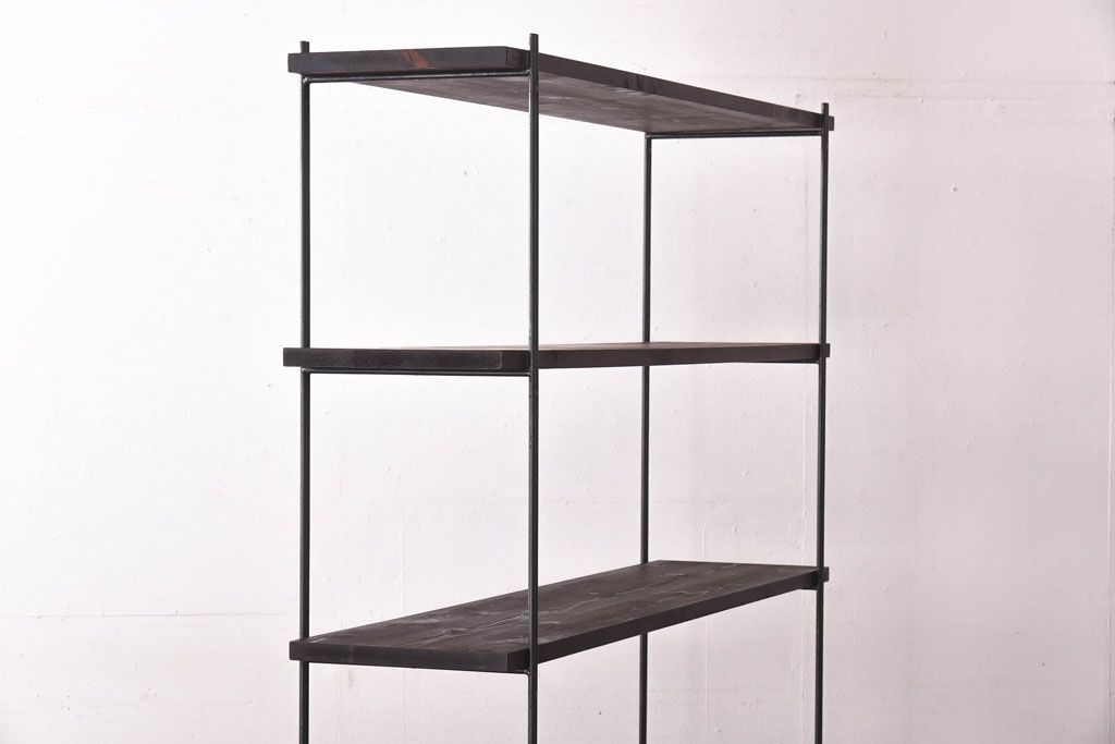 ラフジュ工房オリジナル ディスプレイに活躍する薄型アイアンラック【小】(陳列棚、飾り棚)(1)