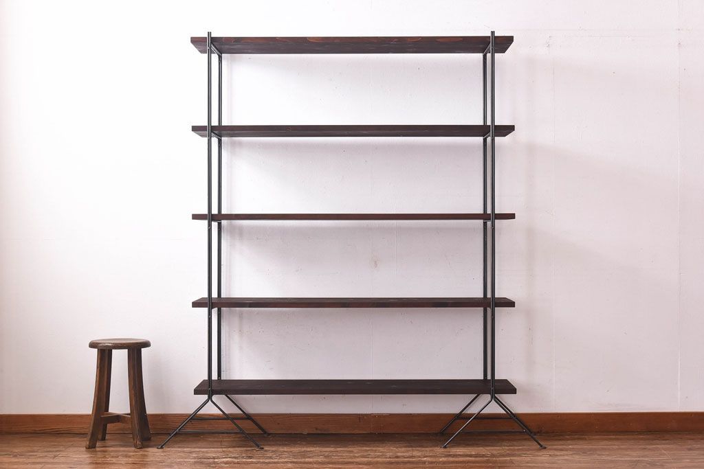 ラフジュ工房オリジナル ディスプレイに活躍する薄型アイアンラック【小】(陳列棚、飾り棚)(1)