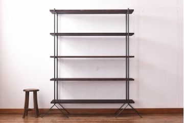 ラフジュ工房オリジナル ディスプレイに活躍する薄型アイアンラック【小】(陳列棚、飾り棚)(1)