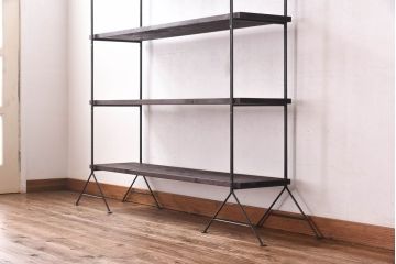 ラフジュ工房オリジナル ディスプレイに活躍する薄型アイアンラック【小】(陳列棚、飾り棚)