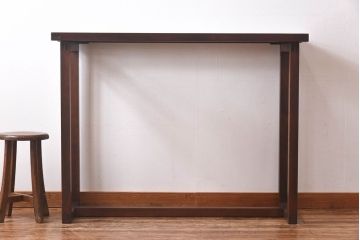 リメイク品 躍動感のある彫りが美しい欄間のガラステーブル(サイドテーブル、コンソールテーブル)