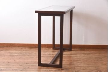 リメイク品 躍動感のある彫りが美しい欄間のガラステーブル(サイドテーブル、コンソールテーブル)