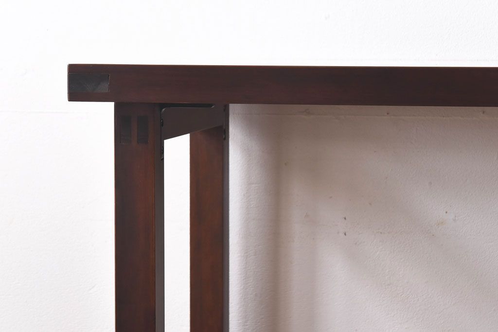 リメイク品 躍動感のある彫りが美しい欄間のガラステーブル(サイドテーブル、コンソールテーブル)