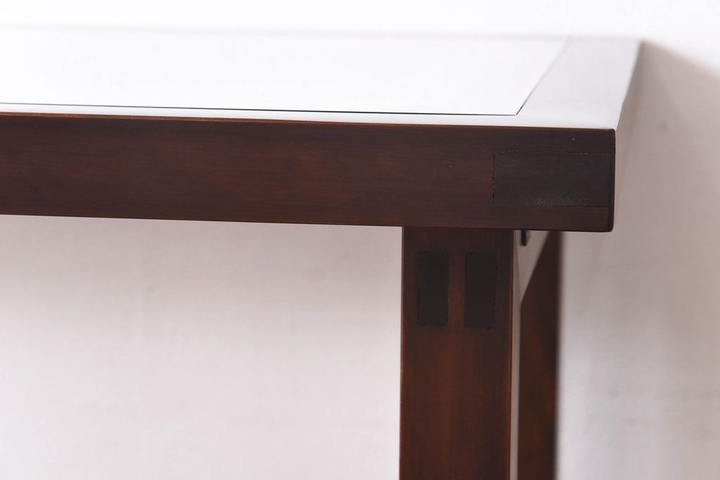 リメイク品 躍動感のある彫りが美しい欄間のガラステーブル(サイドテーブル、コンソールテーブル)