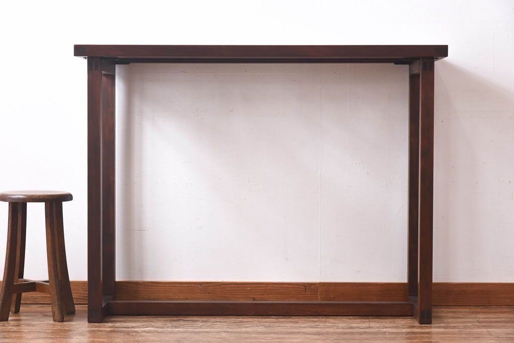 リメイク品 躍動感のある彫りが美しい欄間のガラステーブル(サイドテーブル、コンソールテーブル)