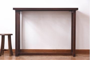 リメイク品 躍動感のある彫りが美しい欄間のガラステーブル(サイドテーブル、コンソールテーブル)