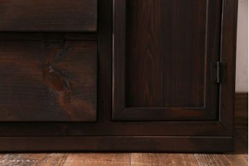 和製アンティーク　古材使用の横開き戸付きパタパタ収納棚(下駄箱、靴箱)