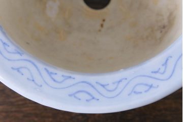 アンティーク雑貨　和製アンティーク　松に鶴(鶴松)　渋さのある小振りな盆栽鉢(植木鉢)