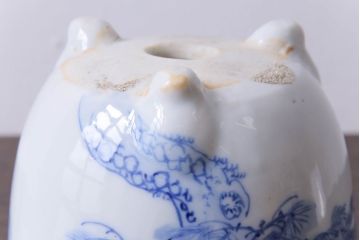 アンティーク雑貨　和製アンティーク　松に鶴(鶴松)　渋さのある小振りな盆栽鉢(植木鉢)