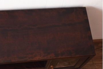 中古　松本民芸家具　モダンな雰囲気の90型茶タンス(サイドボード、戸棚)(定価約35万6千円)