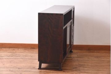 中古　松本民芸家具　モダンな雰囲気の90型茶タンス(サイドボード、戸棚)(定価約35万6千円)
