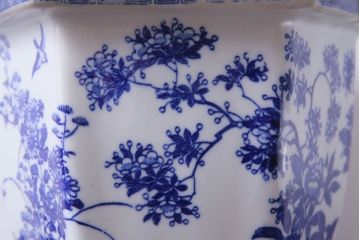 アンティーク雑貨　和製アンティーク　様々な草花が描かれた上品な六角植木鉢