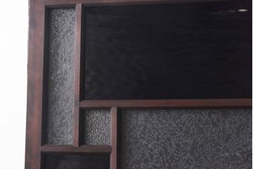 ラフジュ工房オリジナル　深い色味のガラスがレトロな雰囲気を漂わせる引き戸(ガラス戸、建具)2枚セット