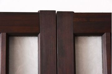 ラフジュ工房オリジナル　深い色味のガラスがレトロな雰囲気を漂わせる引き戸(ガラス戸、建具)2枚セット