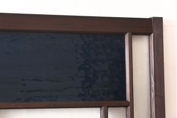 ラフジュ工房オリジナル　深い色味のガラスがレトロな雰囲気を漂わせる引き戸(ガラス戸、建具)2枚セット