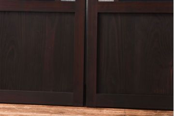 ラフジュ工房オリジナル　深い色味のガラスがレトロな雰囲気を漂わせる引き戸(ガラス戸、建具)2枚セット