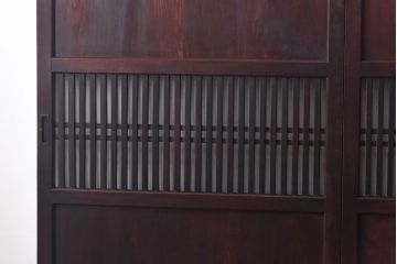 和製アンティーク　杉材　武骨な雰囲気の漂う格子帯戸(板戸、格子戸、引き戸、建具)4枚組