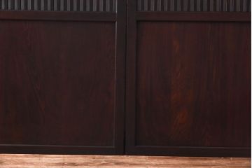 和製アンティーク　杉材　武骨な雰囲気の漂う格子帯戸(板戸、格子戸、引き戸、建具)3枚組