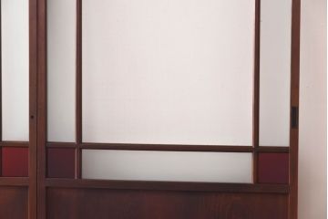 和製アンティーク　色ガラス・花ガラス入り　大正ロマンの雰囲気が漂うガラス戸(引き戸、建具)4枚セット