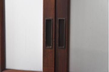和製アンティーク　色ガラス・花ガラス入り　大正ロマンの雰囲気が漂うガラス戸(引き戸、建具)4枚セット