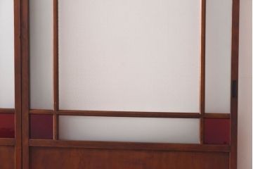 和製アンティーク　色ガラス・花ガラス入り　大正ロマンの雰囲気が漂うガラス戸(引き戸、建具)4枚セット
