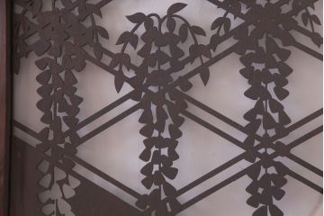 ラフジュ工房オリジナル　小粋な和の風情を感じる透かし彫りのガラス入り板戸(仕切り戸、引き戸、建具)4枚組