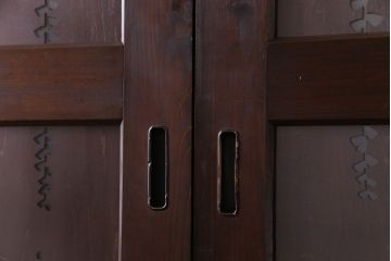 ラフジュ工房オリジナル　小粋な和の風情を感じる透かし彫りのガラス入り板戸(仕切り戸、引き戸、建具)4枚組