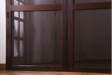 ラフジュ工房オリジナル　小粋な和の風情を感じる透かし彫りのガラス入り板戸(仕切り戸、引き戸、建具)4枚組