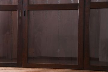 ラフジュ工房オリジナル　小粋な和の風情を感じる透かし彫りのガラス入り板戸(仕切り戸、引き戸、建具)4枚組