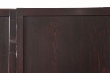 和製アンティーク　杉材　濃い色味のモダンな格子帯戸(引き戸、建具)4枚セット