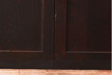 和製アンティーク　杉材　濃い色味のモダンな格子帯戸(引き戸、建具)4枚セット
