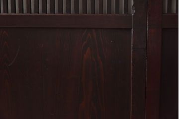 和製アンティーク　杉材　濃い色味のモダンな格子帯戸(引き戸、建具)4枚セット