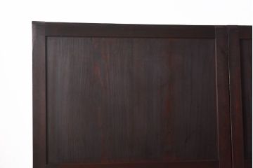 和製アンティーク　杉材　濃い色味のモダンな格子帯戸(引き戸、建具)4枚セット