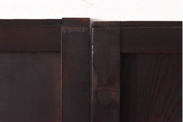 和製アンティーク　杉材　濃い色味のモダンな格子帯戸(引き戸、建具)4枚セット