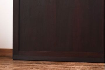 和製アンティーク　杉材　濃い色味のモダンな格子帯戸(引き戸、建具)4枚セット