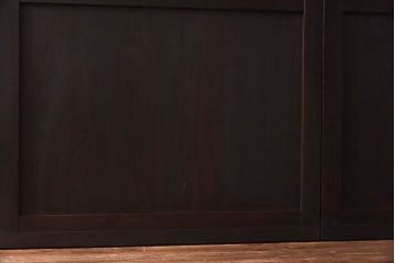 和製アンティーク　杉材　濃い色味のモダンな格子帯戸(引き戸、建具)4枚セット