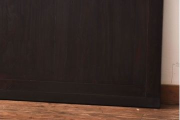 和製アンティーク　杉材　濃い色味のモダンな格子帯戸(引き戸、建具)4枚セット