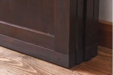 和製アンティーク　杉材　濃い色味のモダンな格子帯戸(引き戸、建具)4枚セット