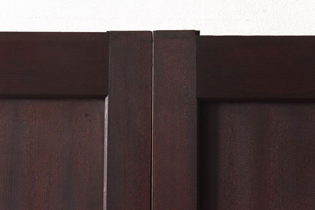 【商談品】和製アンティーク　特注品　楠材でできた珍しい帯戸(板戸、引き戸、建具)3枚セット