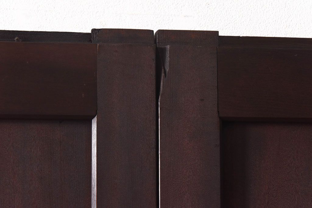 【商談品】和製アンティーク　特注品　楠材でできた珍しい帯戸(板戸、引き戸、建具)3枚セット