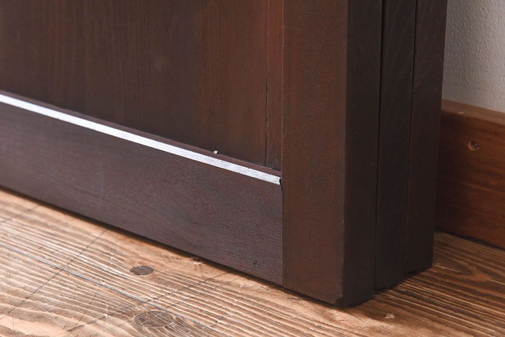 【商談品】和製アンティーク　特注品　楠材でできた珍しい帯戸(板戸、引き戸、建具)3枚セット