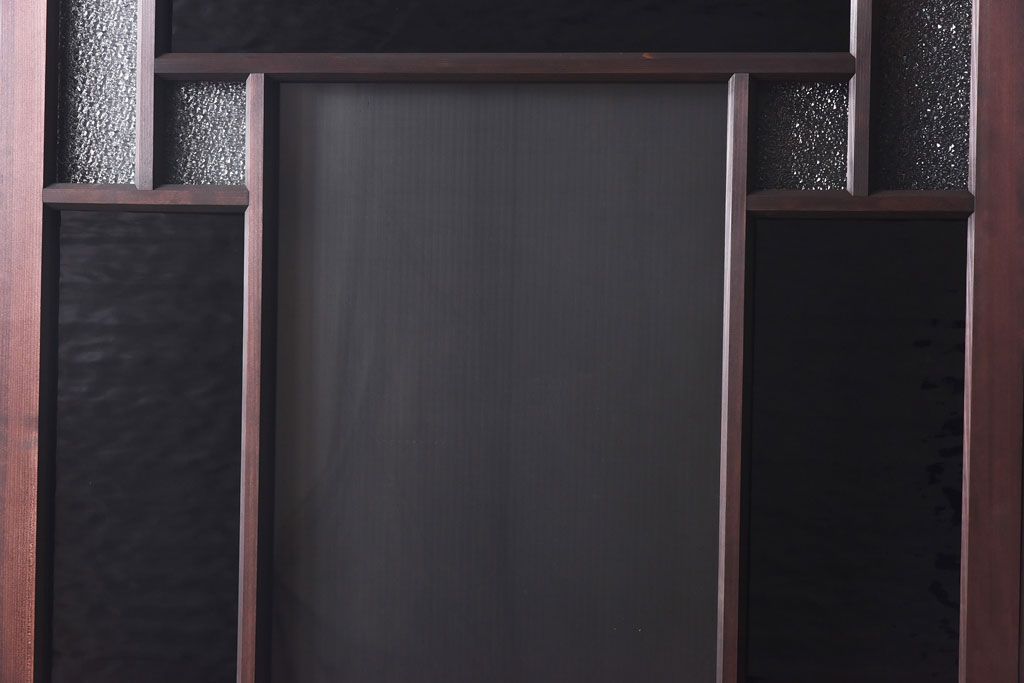 ラフジュ工房オリジナル　緑の色ガラスがレトロな雰囲気を漂わせる引き戸(ガラス戸、建具)2枚セット