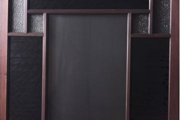 ラフジュ工房オリジナル　緑の色ガラスがレトロな雰囲気を漂わせる引き戸(ガラス戸、建具)2枚セット