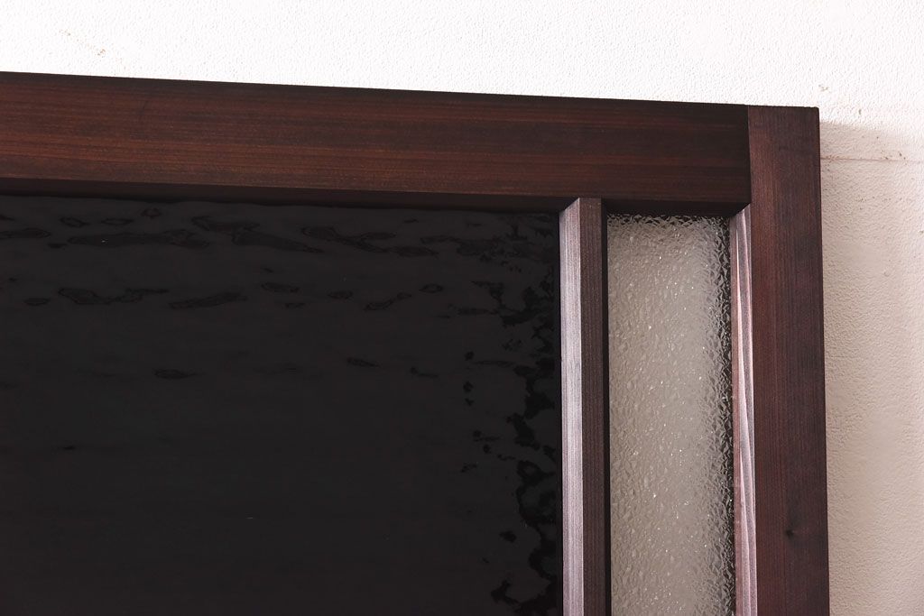 ラフジュ工房オリジナル　緑の色ガラスがレトロな雰囲気を漂わせる引き戸(ガラス戸、建具)2枚セット