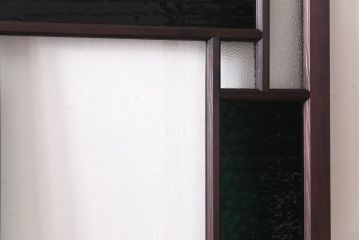 ラフジュ工房オリジナル　緑の色ガラスがレトロな雰囲気を漂わせる引き戸(ガラス戸、建具)2枚セット