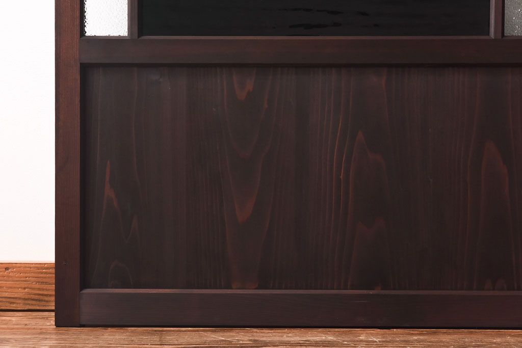 ラフジュ工房オリジナル　緑の色ガラスがレトロな雰囲気を漂わせる引き戸(ガラス戸、建具)2枚セット