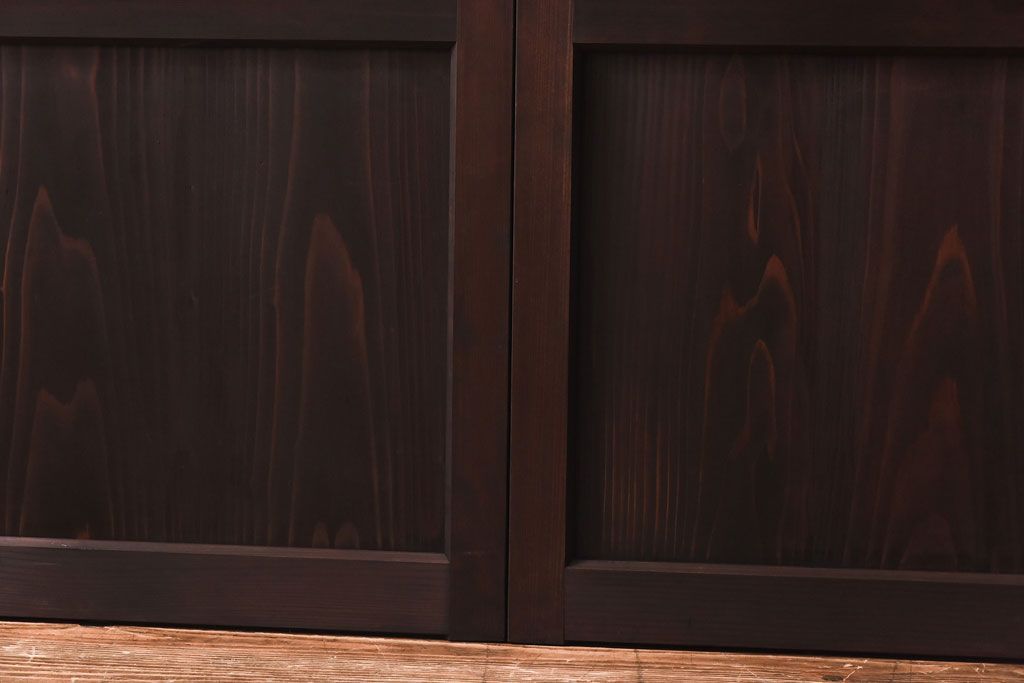 ラフジュ工房オリジナル　緑の色ガラスがレトロな雰囲気を漂わせる引き戸(ガラス戸、建具)2枚セット