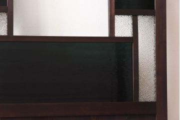 ラフジュ工房オリジナル　緑の色ガラスがレトロな雰囲気を漂わせる引き戸(ガラス戸、建具)2枚セット